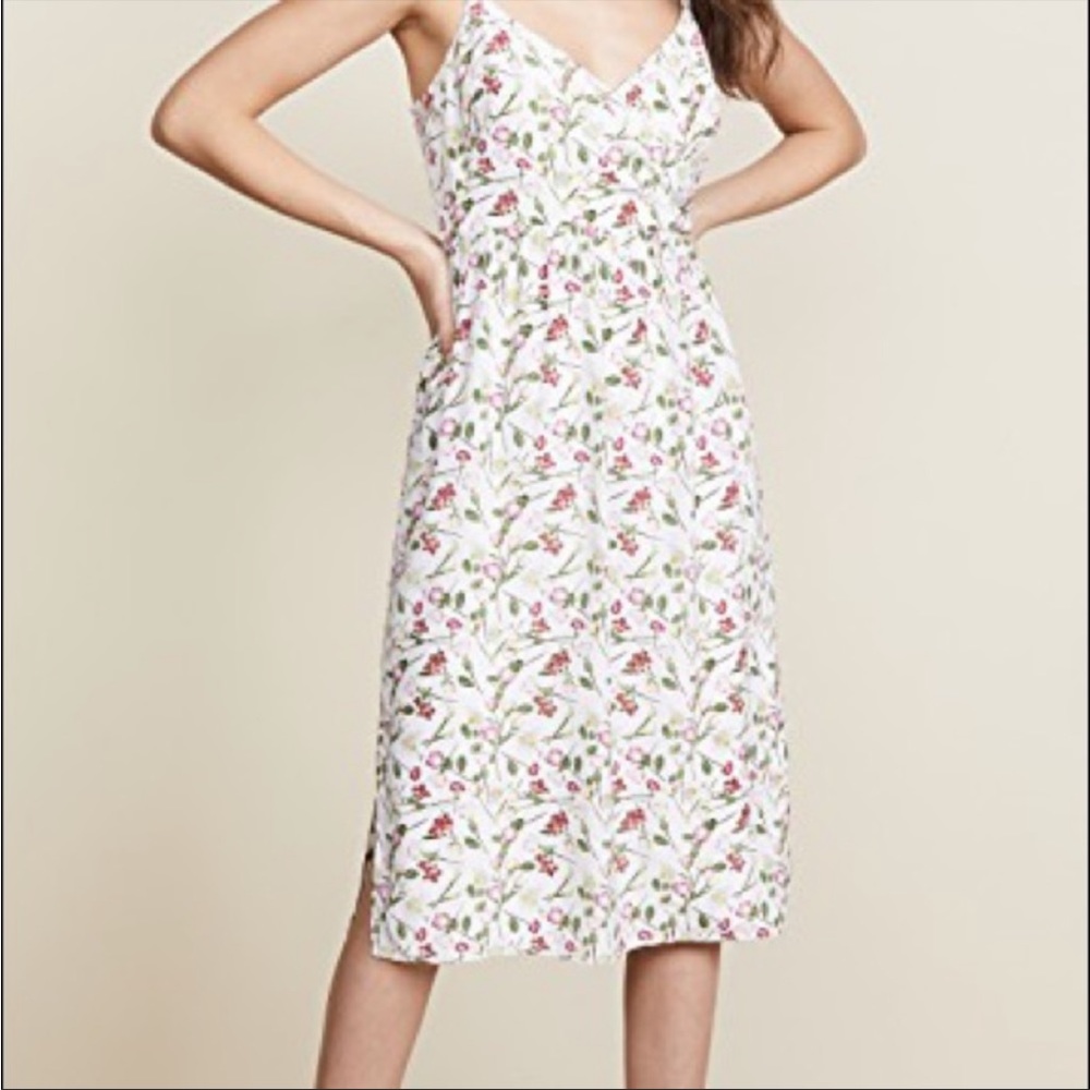 Club Monaco silk floral Germaine dress midi with slit Size 8